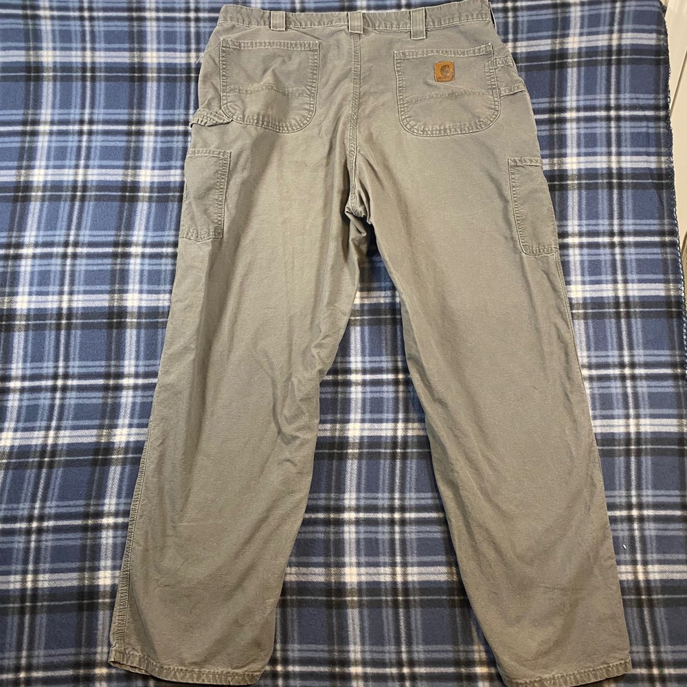 Carhartt Mens Loose Fit Carpenter Pants‎ Gray Utility Workwear Distressed 38x30 - Picture 7 of 7